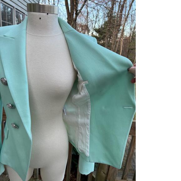 Classic structured Silver Button Double Breasted blazer mint C662 - Picture 7 of 12